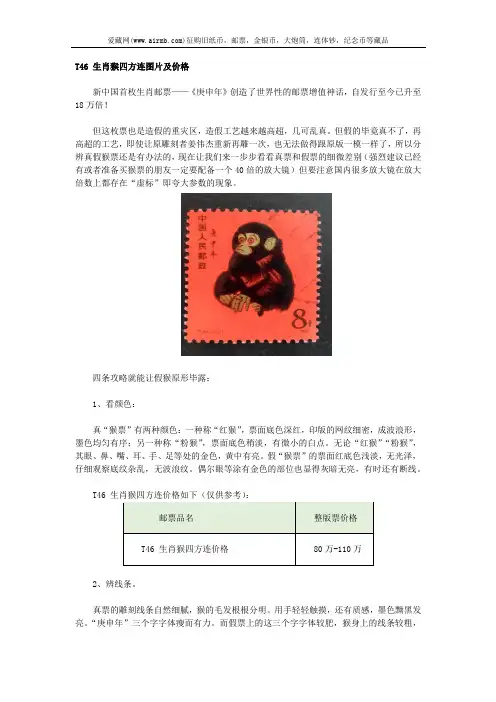 T46 生肖猴四方连图片及价格
