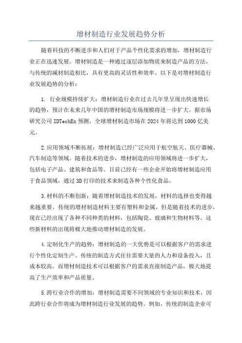 增材制造行业发展趋势分析