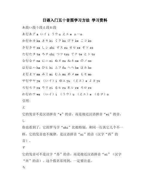 日语入门五十音图学习方法 学习资料
