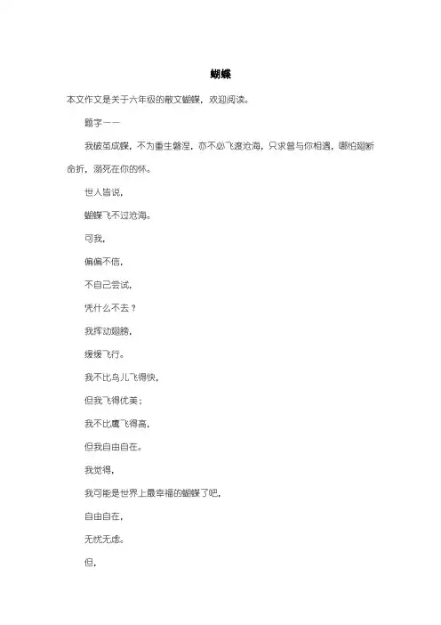 小学六年级散文：蝴蝶