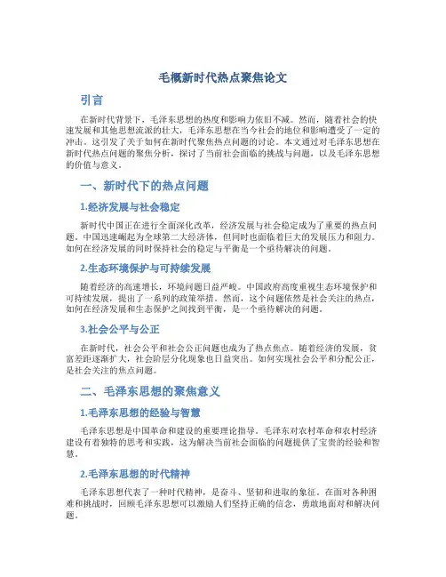 毛概新时代热点聚焦论文