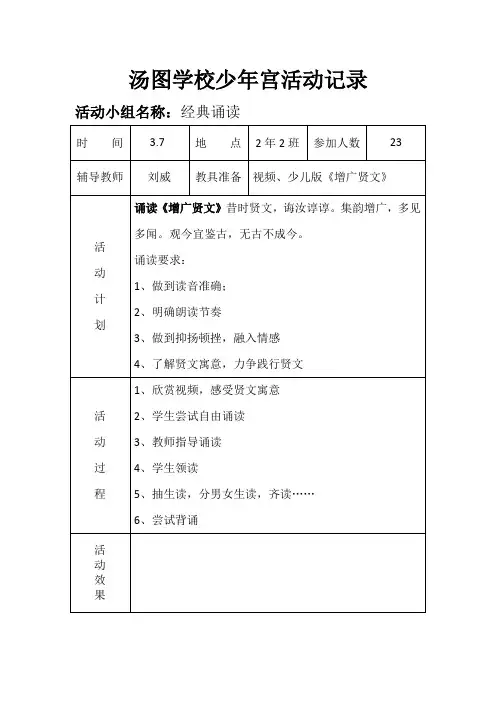 少年宫活《经典诵读》小组动记录