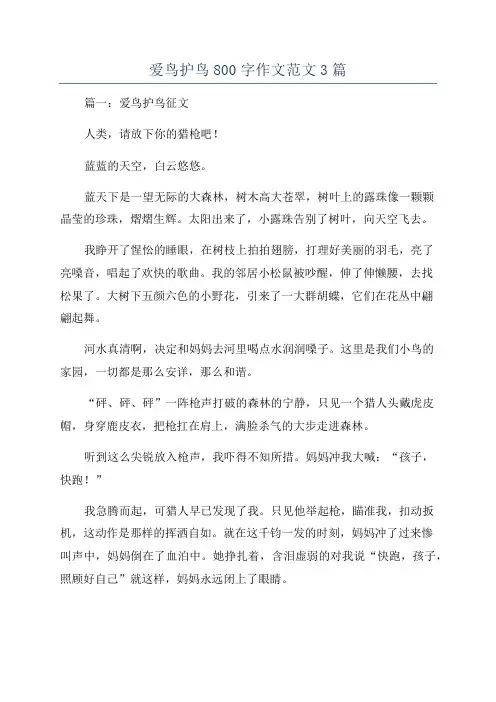 爱鸟护鸟800字作文范文3篇