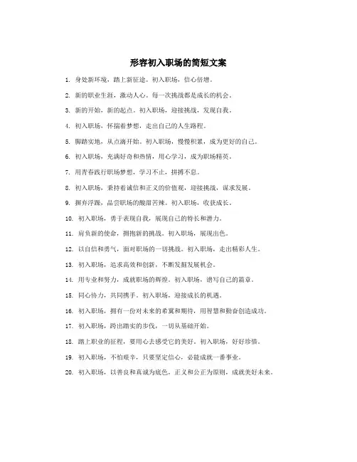 形容初入职场的简短文案