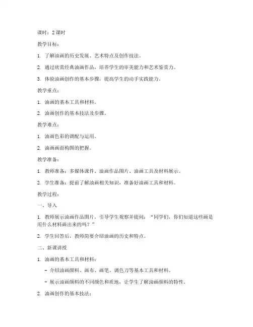 油画讲课教案模板范文
