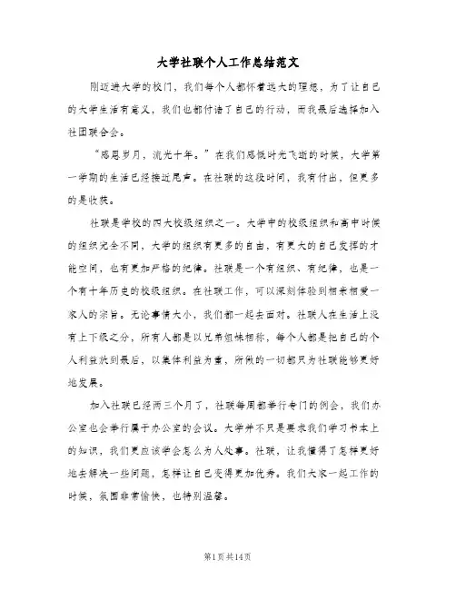 大学社联个人工作总结范文(四篇)
