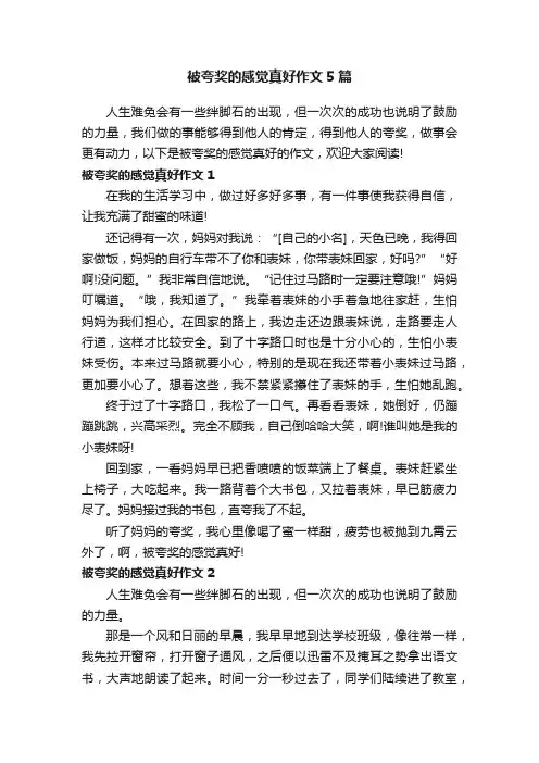 被夸奖的感觉真好作文5篇