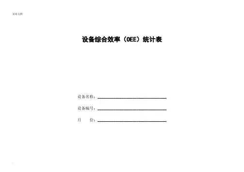 设备综合效率OEE统计表