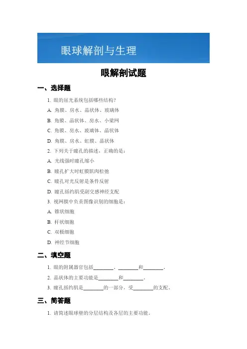 眼解剖试题