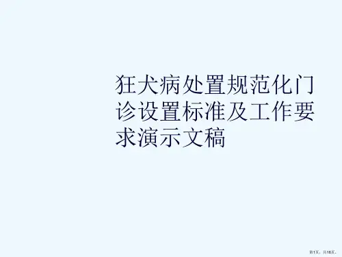 狂犬病处置规范化门诊设置标准及工作要求演示文稿