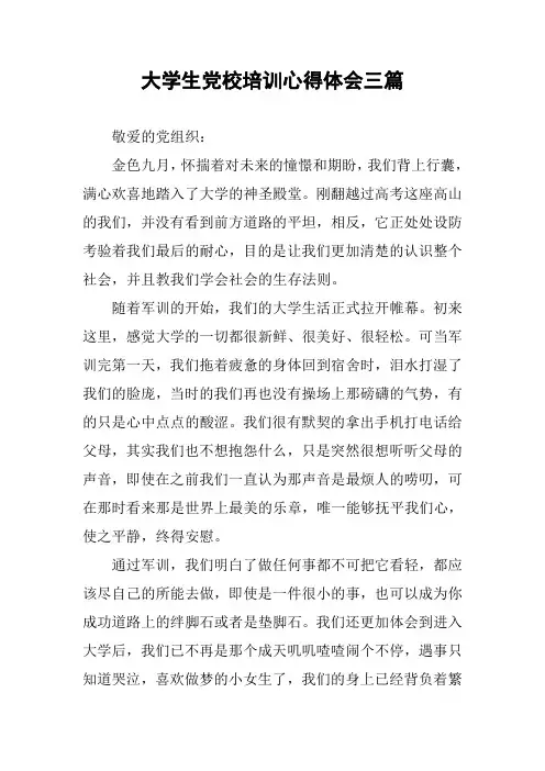 大学生党校培训心得体会三篇