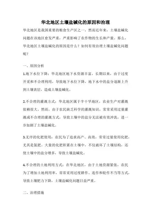 华北地区土壤盐碱化的原因和治理