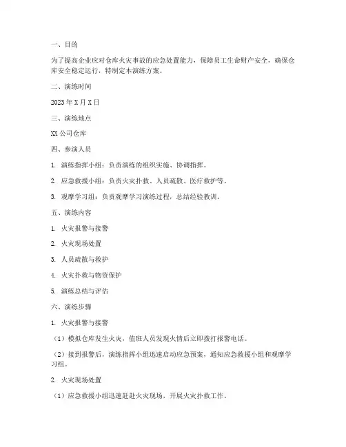 仓库火灾事故应急预案演练