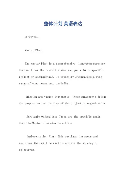 整体计划 英语表达