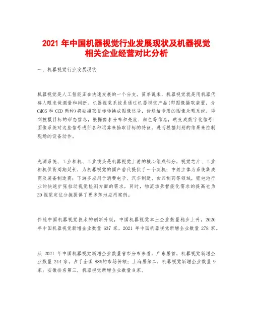 2021年中国机器视觉行业发展现状及机器视觉相关企业经营对比分析