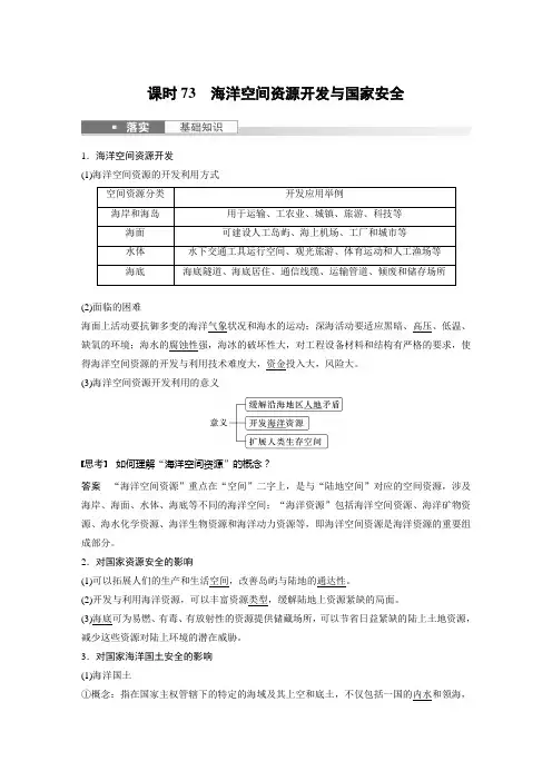 2024年高考地理一轮复习(新人教版) 第4部分 第2章 课时73 海洋空间资源开发与国家安全