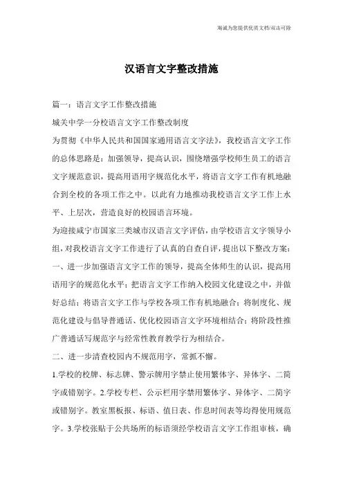 汉语言文字整改措施