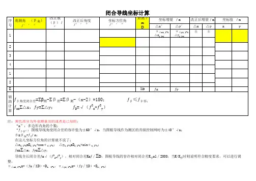 导线平差计算表格及解析