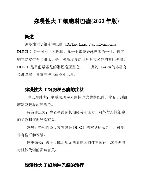 弥漫性大T细胞淋巴瘤(2023年版)