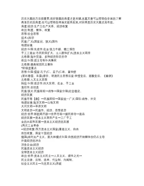 高考历史因果类论证类大题答题方法(考试必备)-