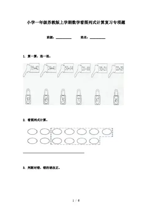 小学一年级苏教版上学期数学看图列式计算复习专项题