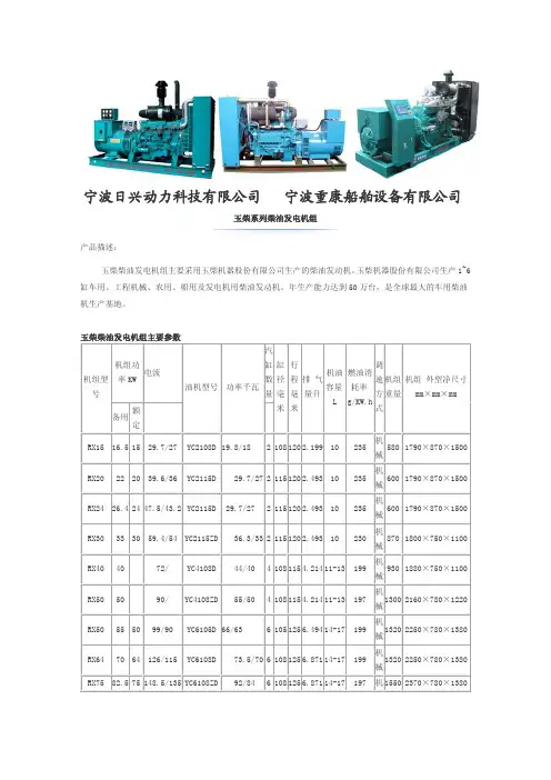 玉柴发电机