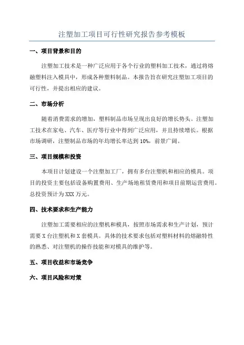 注塑加工项目可行性研究报告参考模板
