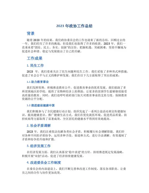 2023年政协工作总结