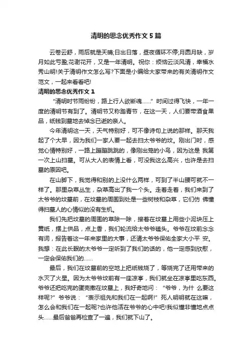 清明的思念优秀作文5篇