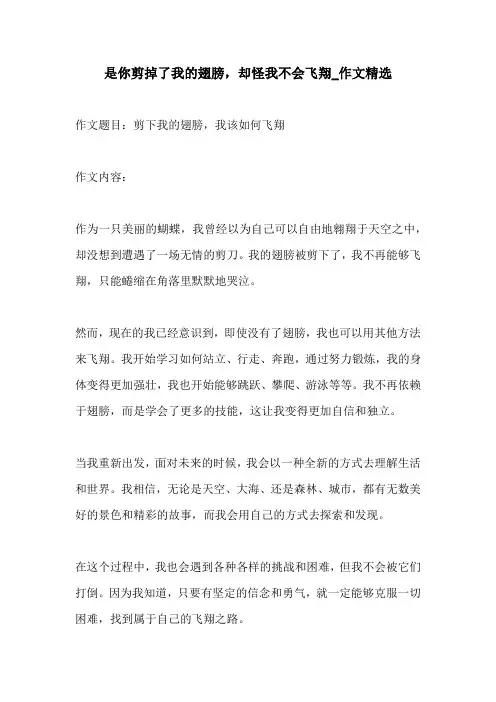 是你剪掉了我的翅膀却怪我不会飞翔作文精选