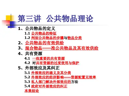 公共经济学第三讲  公共产品理论
