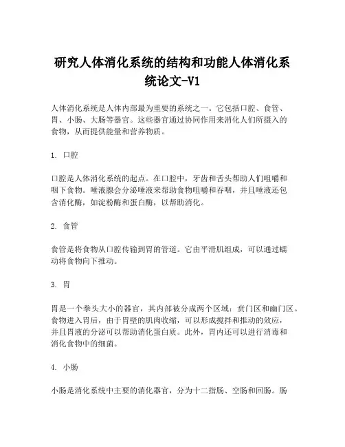 研究人体消化系统的结构和功能人体消化系统论文-V1