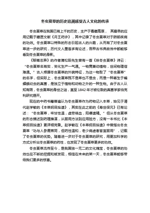 冬虫夏草的历史追溯感受古人文化的传承