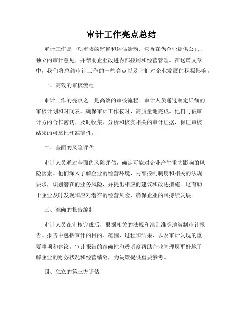 审计工作亮点总结