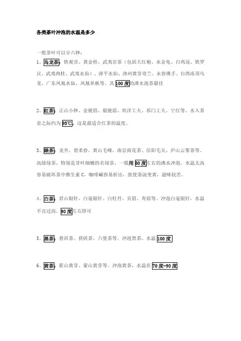 各类茶叶冲泡的水温是多少