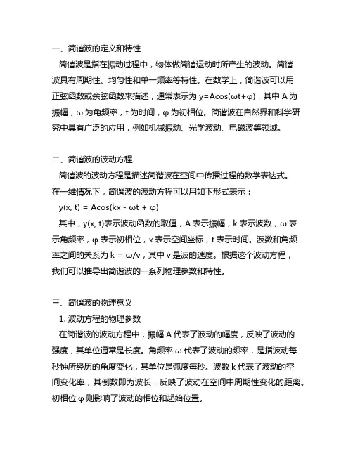 简谐波的波动方程求导物理意义