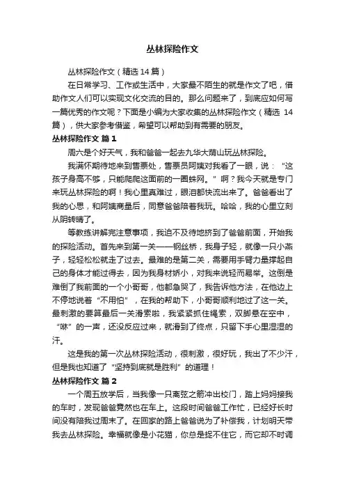 丛林探险作文（精选14篇）