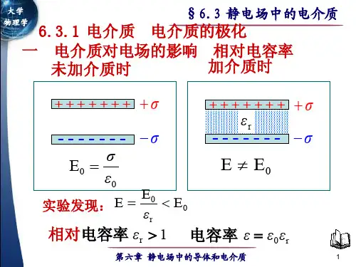 静电场中的电介质大学物理学第六章...