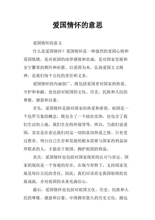 爱国情怀的意思