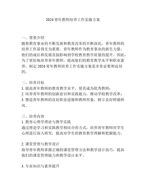 2024青年教师培养工作实施方案