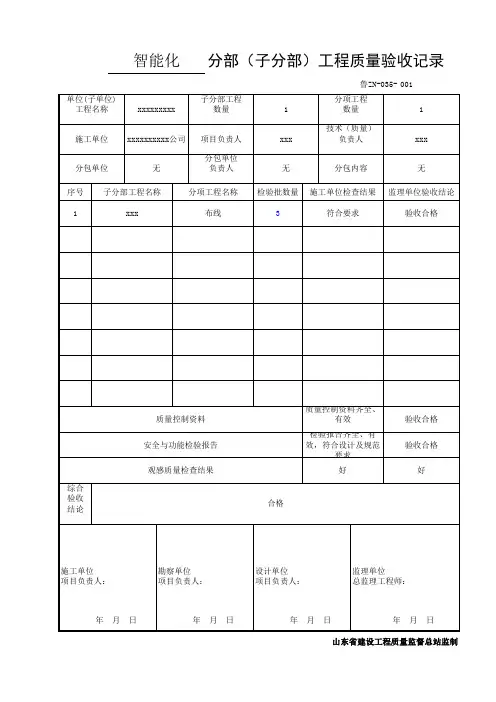 分部工程质量验收记录表