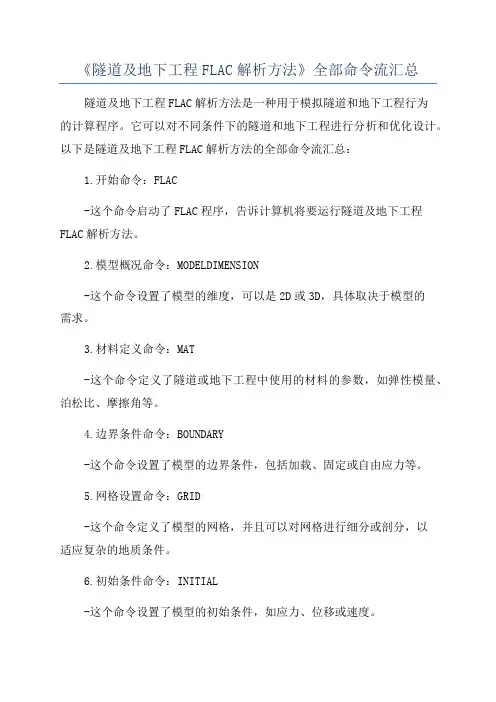 《隧道及地下工程FLAC解析方法》全部命令流汇总
