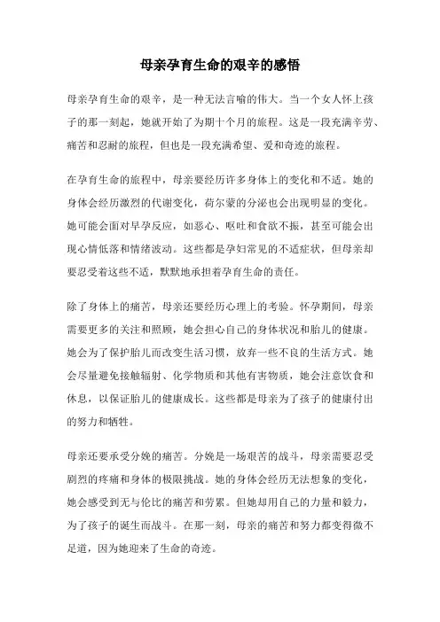 母亲孕育生命的艰辛的感悟