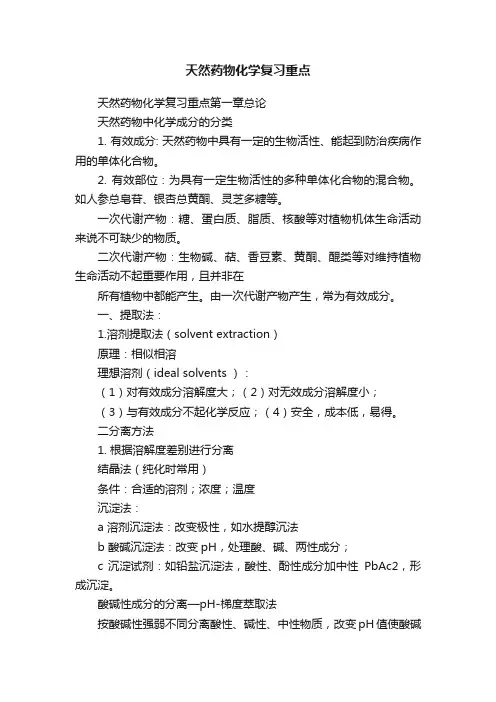 天然药物化学复习重点