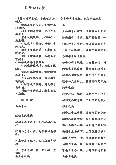 医学口诀