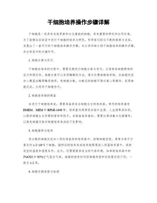 干细胞培养操作步骤详解