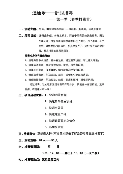 春季排毒营策划方案