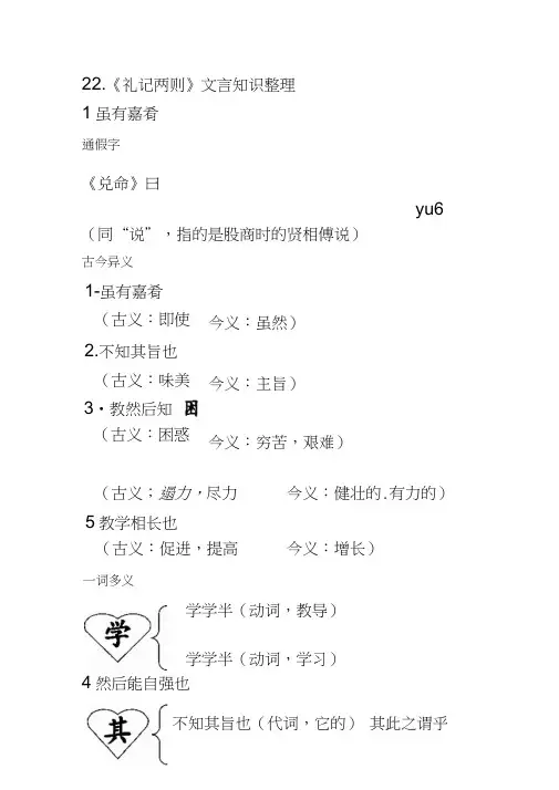 22礼记二则文言知识整理