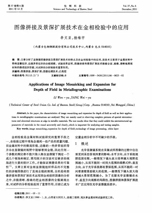 图像拼接及景深扩展技术在金相检验中的应用