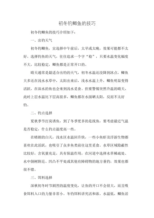初冬钓鲫鱼的技巧